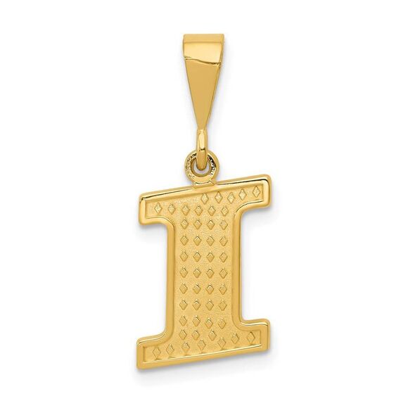 14k Yellow Gold, Ashley Collection, Textured Initial I Pendant - Picture 1 of 5